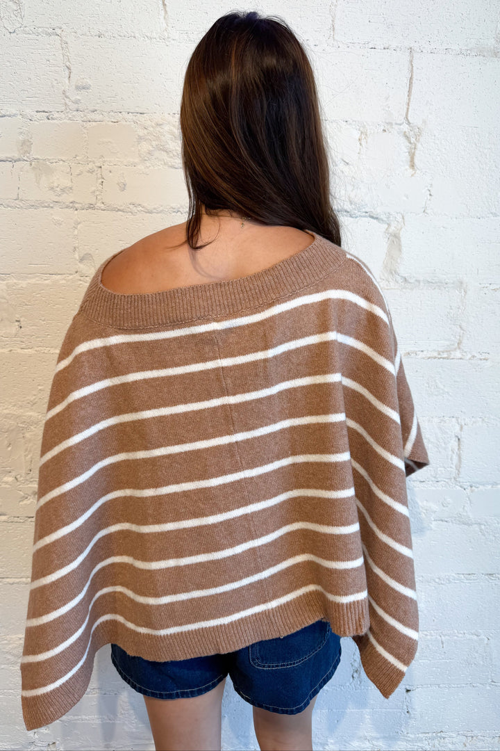 Chestnut Knit Poncho Sweater Back, adeline boutique, dallas boutique, boutique