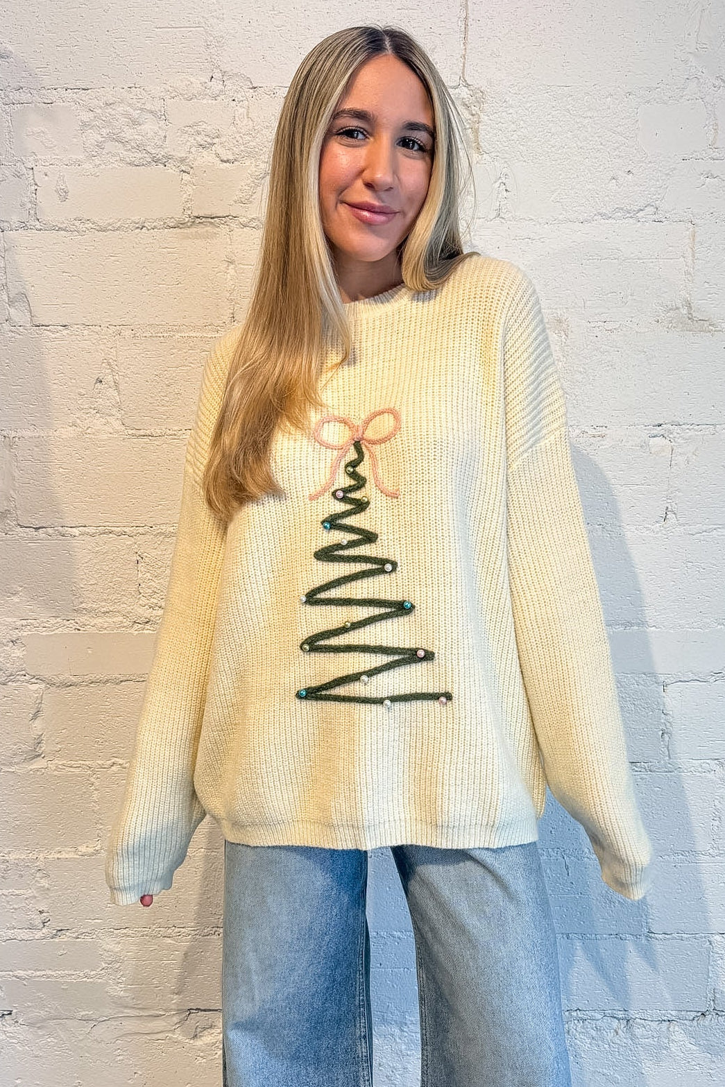 Christmas Tree Embroidered Sweater
, Cozy Sweater, 
