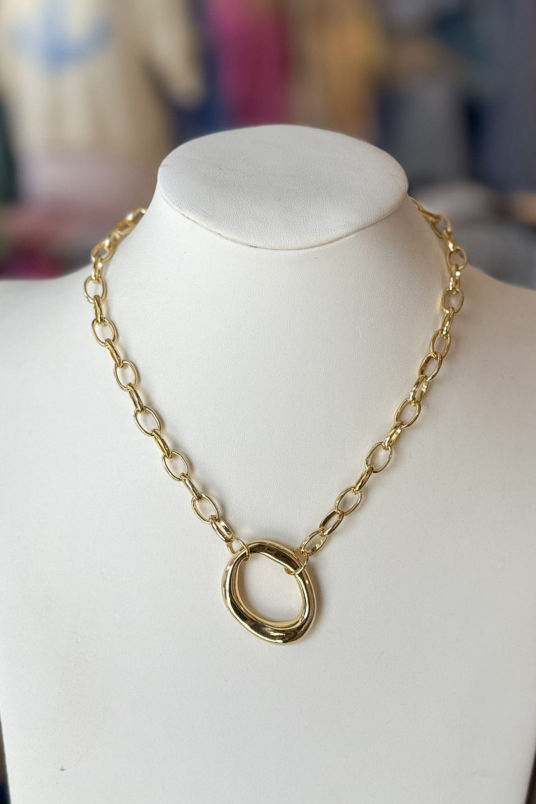 Chunky Gold Circle Necklace, Necklace, Jewelry, Accessories, Adeline Boutique, Dallas Boutique