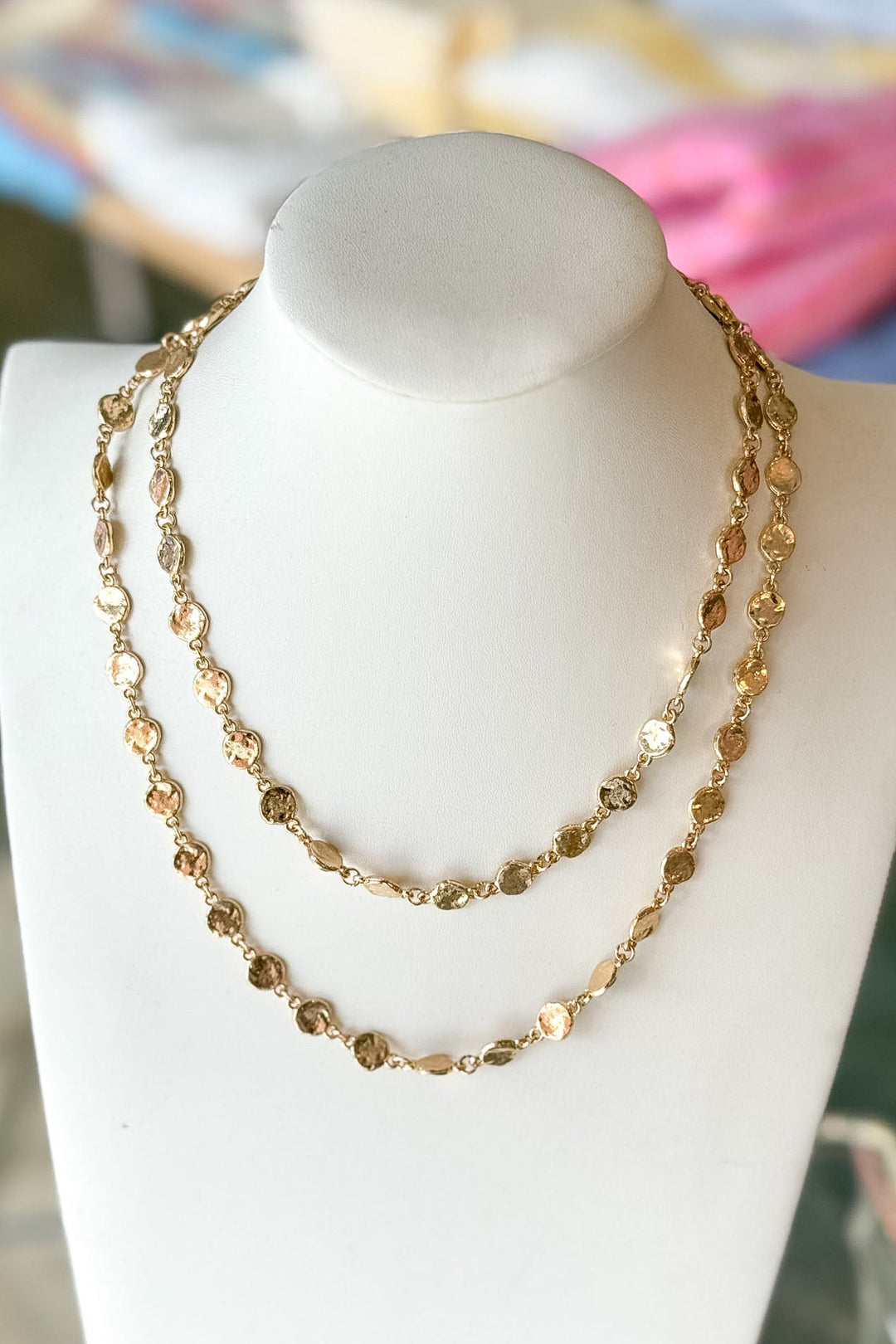Circle Double Layering Necklace, Gold Chains, Necklace, Adeline Boutique, Dallas Boutique, Jewelry