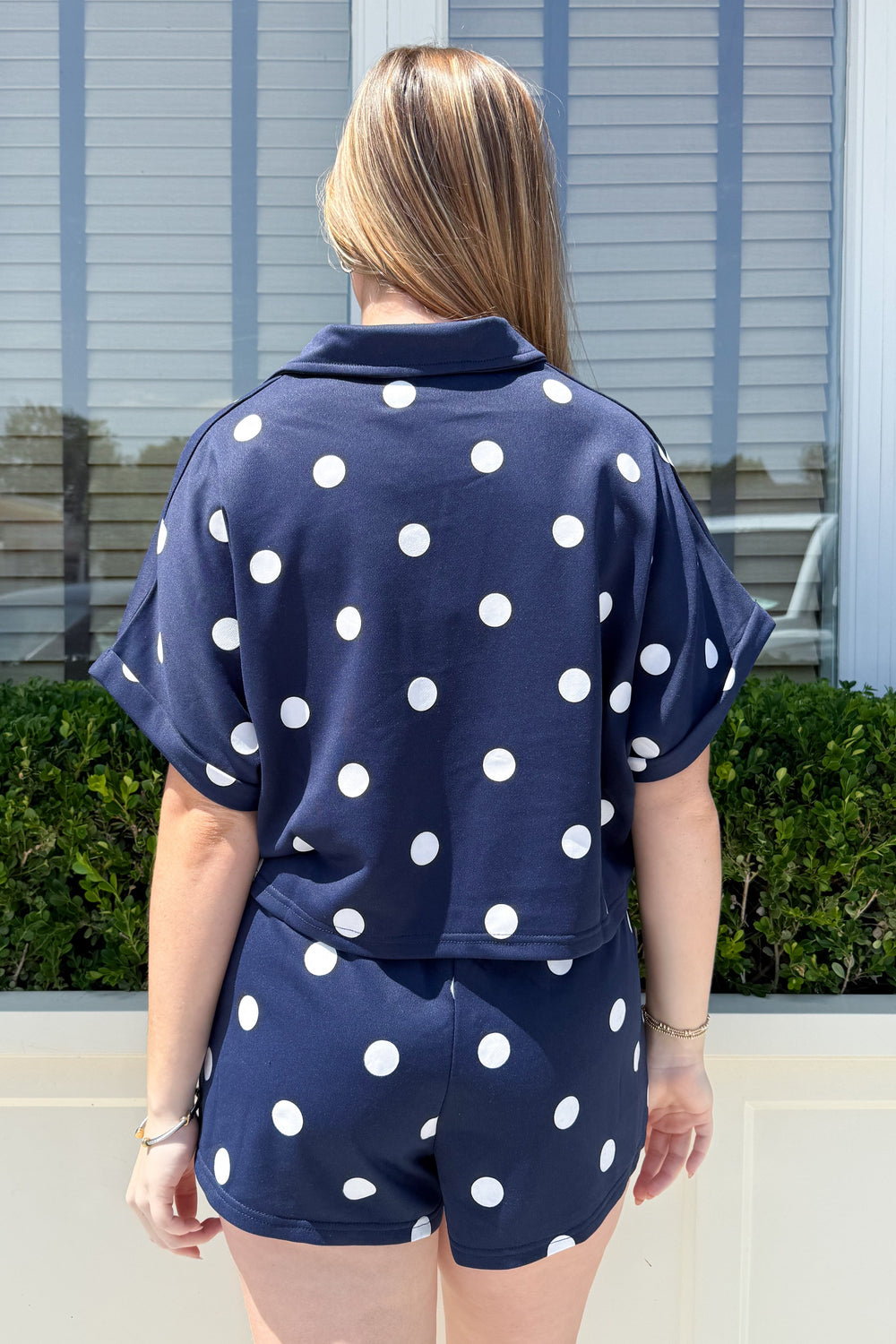 Clubhouse Polka Dot Shorts Back, adeline boutique, dallas boutique, boutique