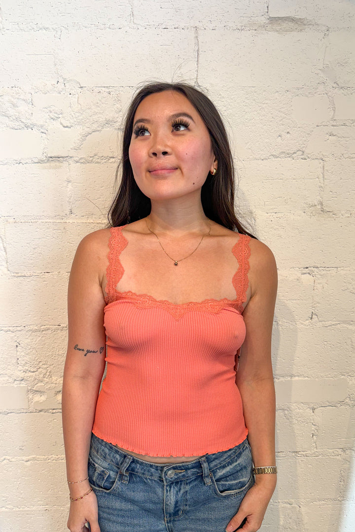 Coral Free People Spring Fever Cami, cami, camis, top, tops, dallas boutique, adeline boutique, boutique