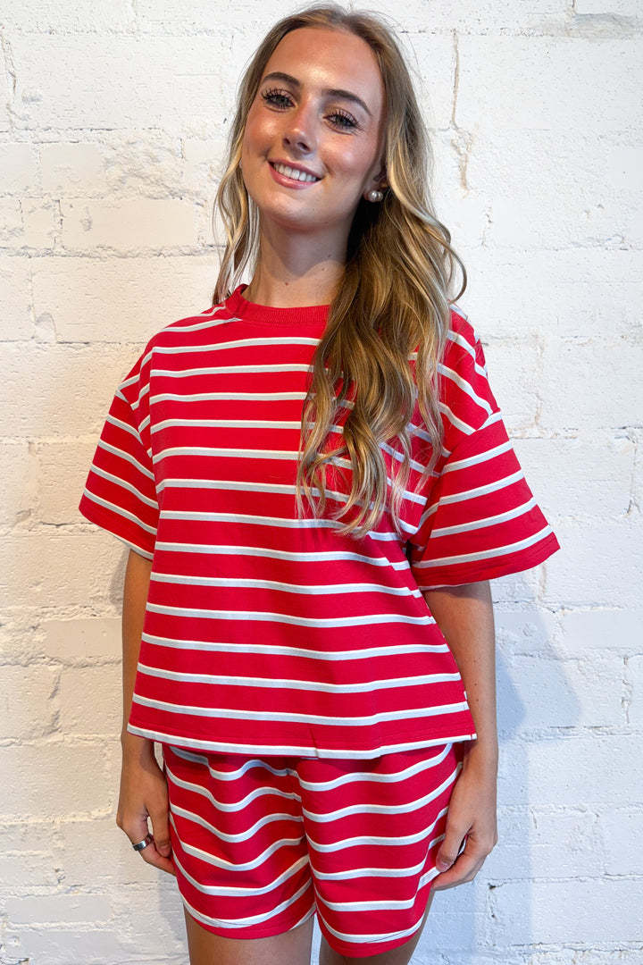 Cozy Coast Sweatshirt Red, adeline boutique, dallas boutique, boutique