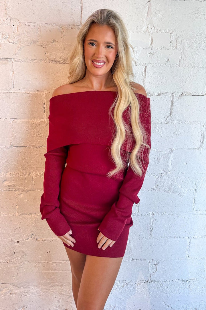 cranberry sweater dress, red sweater dress, fall fashion, women's clothing, cozy outfit, outfit ideas