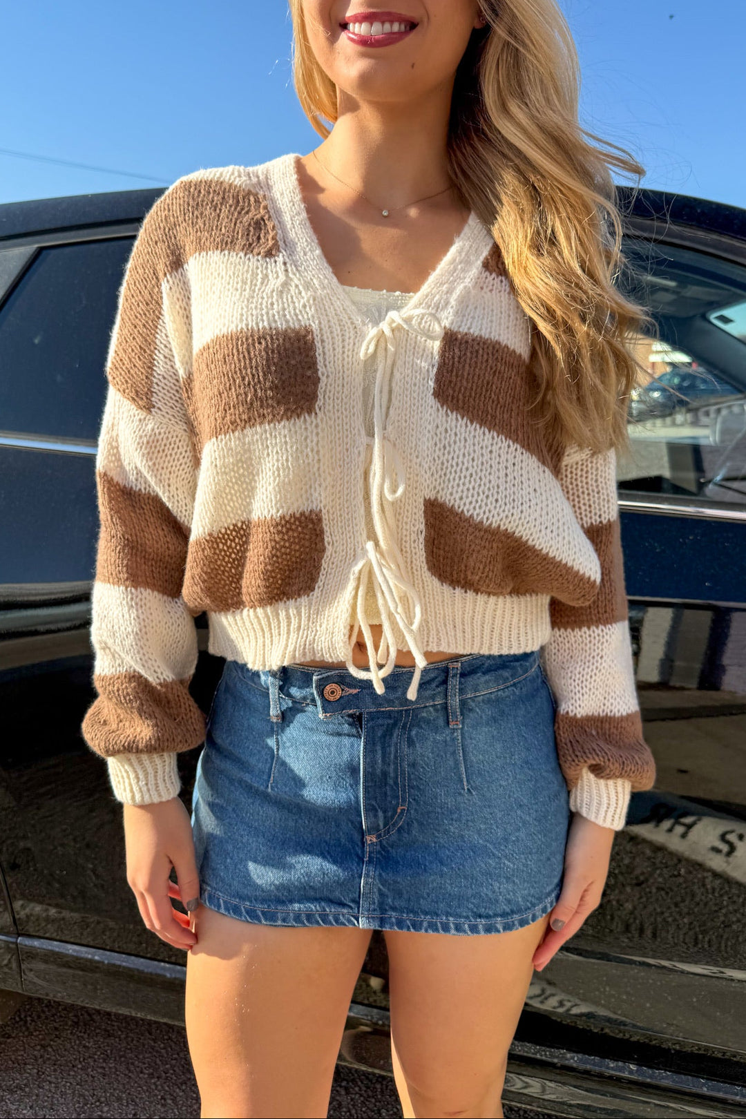 Cropped Striped Cardi, Cropped Sweater, Cardigan, Knit Sweater, Tops, Adeline Boutique, Dallas Boutique, Women's Clothing Boutique