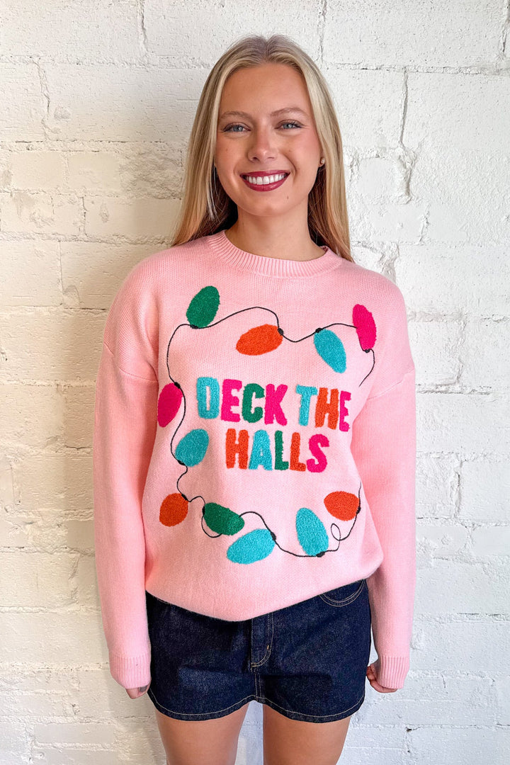 Deck The halls Sweater, Holiday Sweater, Christmas Sweaters, Sweaters, Tops, Knit Sweater., Adeline Boutique, Dallas Boutique