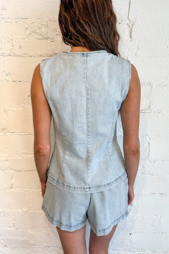 Denim Paperbag Shorts, Denim Shorts, Bottoms, Sets, Matching Sets, Two Piece Sets, Denim Set, Spring Styles, Adeline Boutique, Dallas Boutique