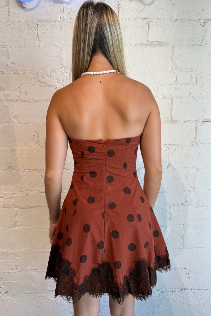 polka dot dress, gameday dress, game day dress, orange polka dot dress, burnt orange dress 