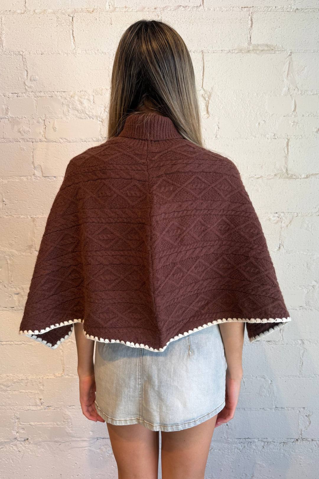 Turtle Neck Knit Poncho