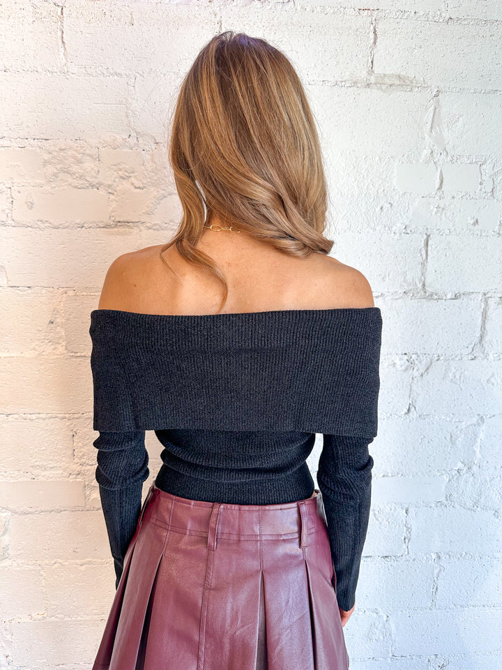 Moonlit Zip Up Off Shoulder Sweater