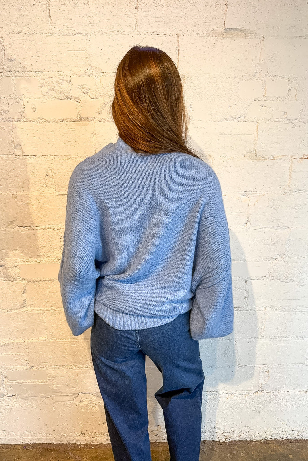 blue cozy sweater, long sleeve sweater, sweater, blue turtle neck sweater