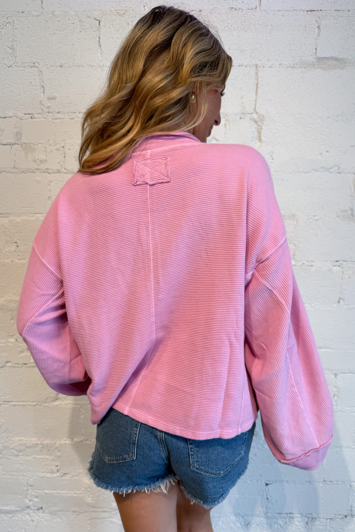 Free People Celeste Quarterzip Pink Back, adeline boutique, dallas boutique, boutique