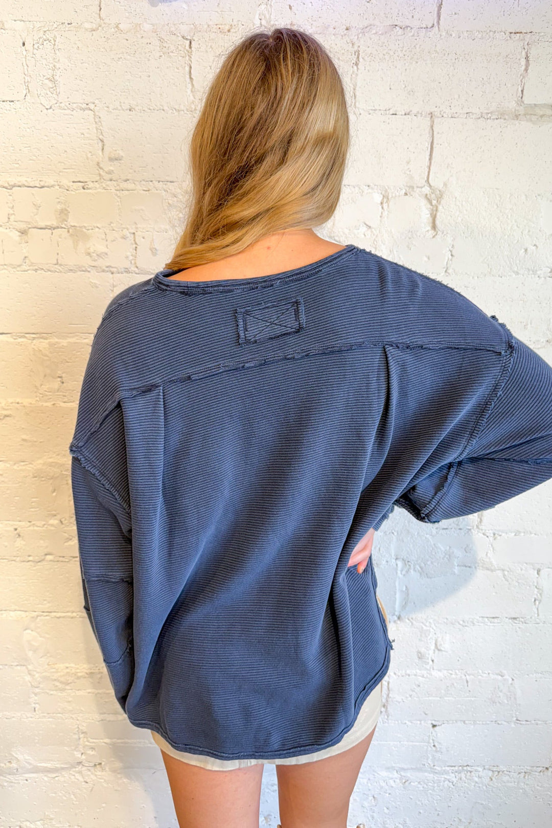 Free People Deeper Iris Total Eclipse Tee, Long Sleeve, Sweater, Free People, Adeline Boutique, Tops, Dallas Boutique,