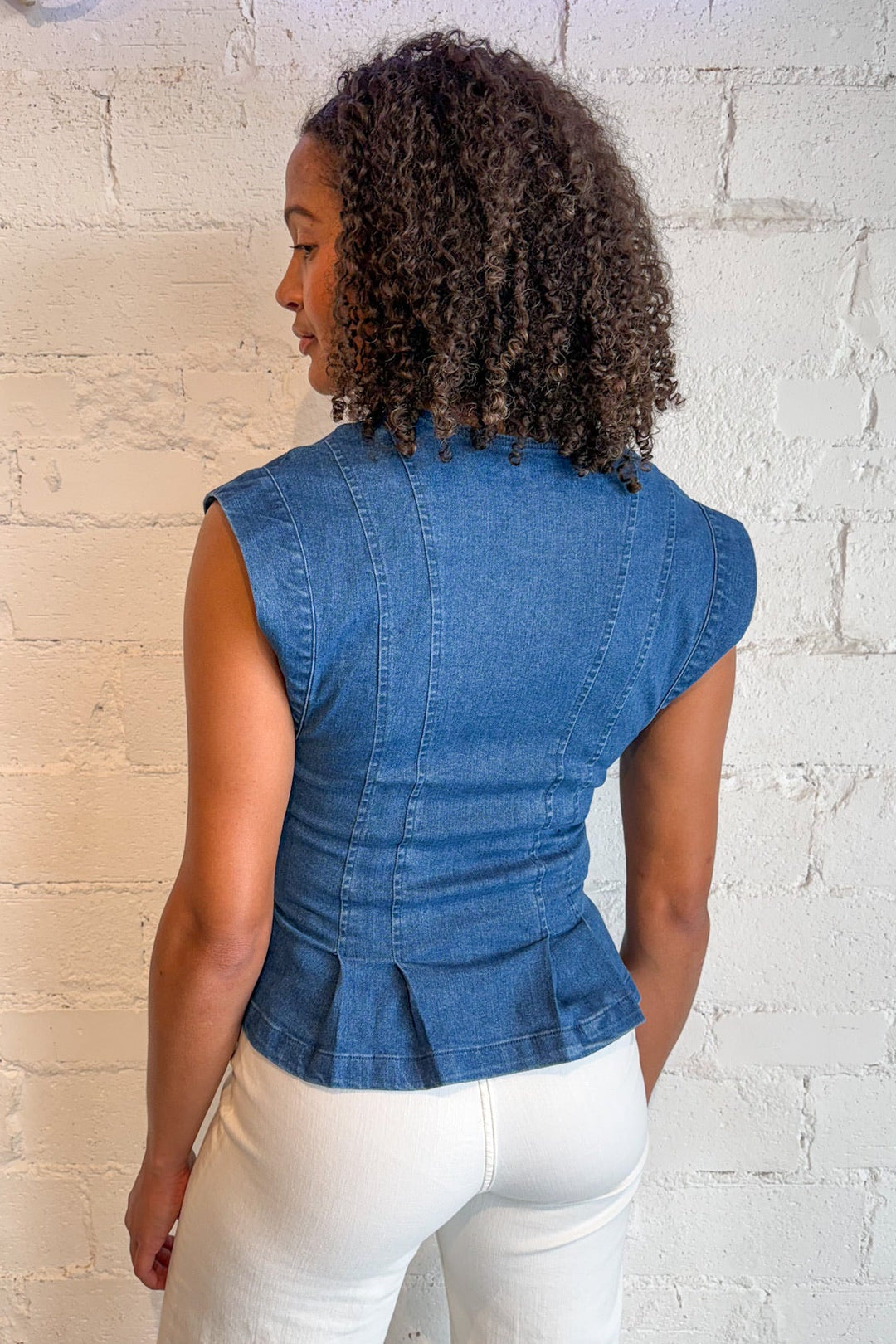 Free People Dylan Denim Vest, Denim, Denim Top, Tops, Spring Tops, Adeline Boutique, Dallas Boutique, Women's Clothing Boutique, Free People Tops