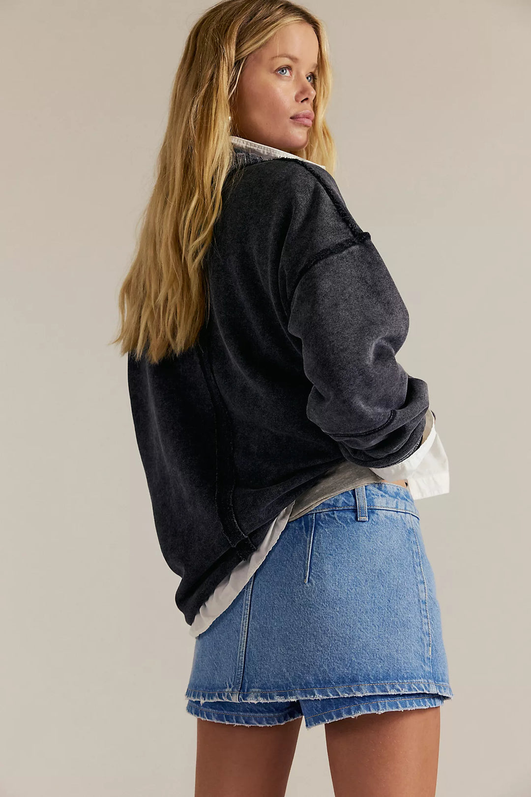 Free People Galivanting Skort, Denim, Denim Skort, Mini Skirt, Free People, Adeline Boutique, Dallas Boutique