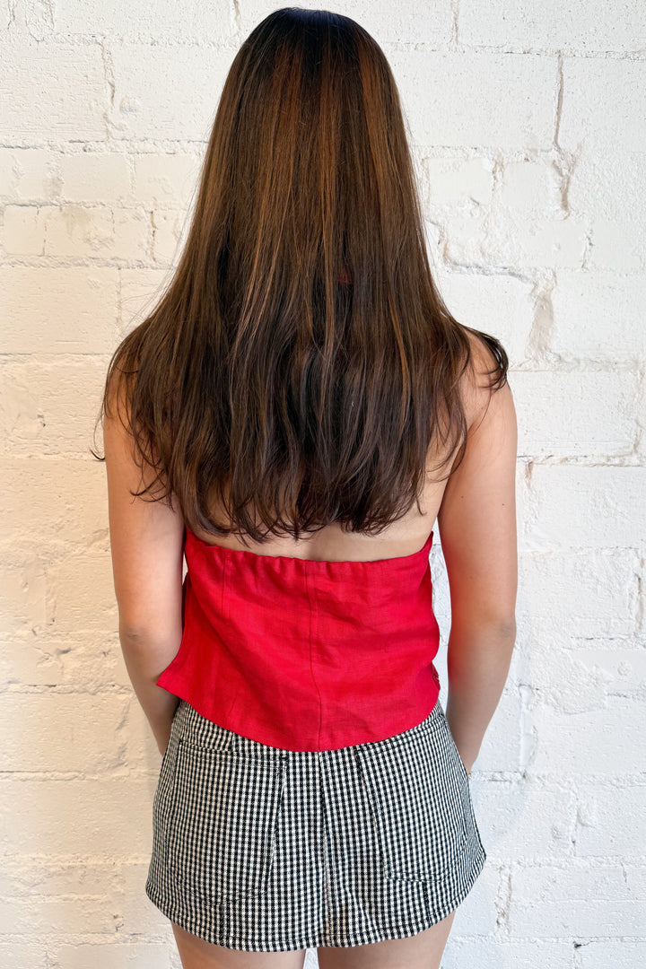 Free People Georgie Gingham Micro Skort Black Back, adeline boutique, dallas boutique, boutique