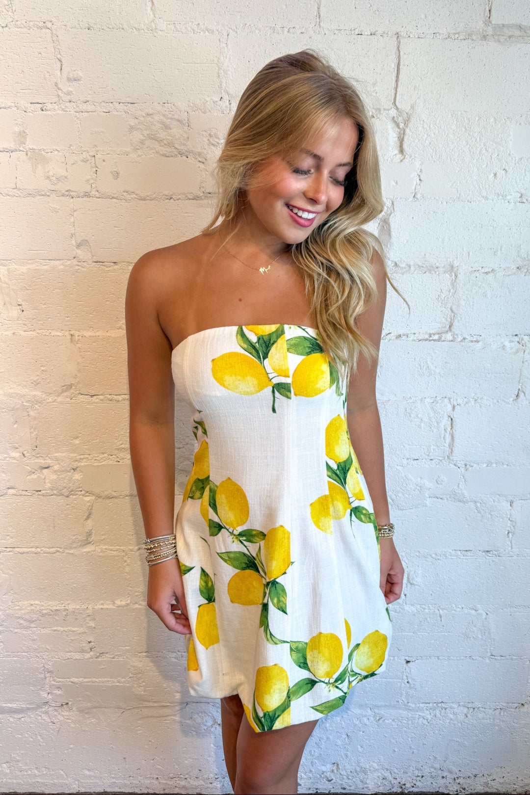Fresh Lemon Strapless Dress, Strapless Dress, Lemon Dress, Summer Styles, Dresses, Adeline Boutique, Dallas Boutique, Boutique Dresses