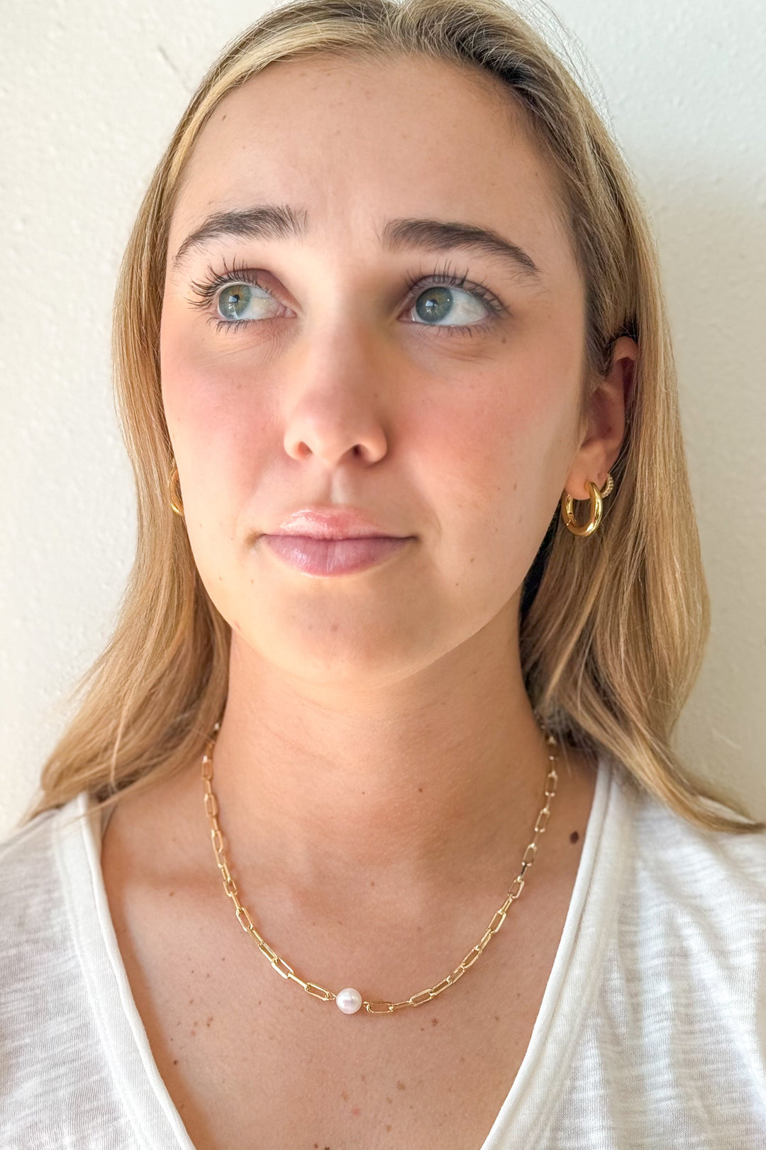 Gold Chain Necklace with Pearl, Gold Chain, Pearl Necklace, Jewelry, Adeline Boutique, Dallas Boutique, Boutique Jewelry, Pearl Necklace