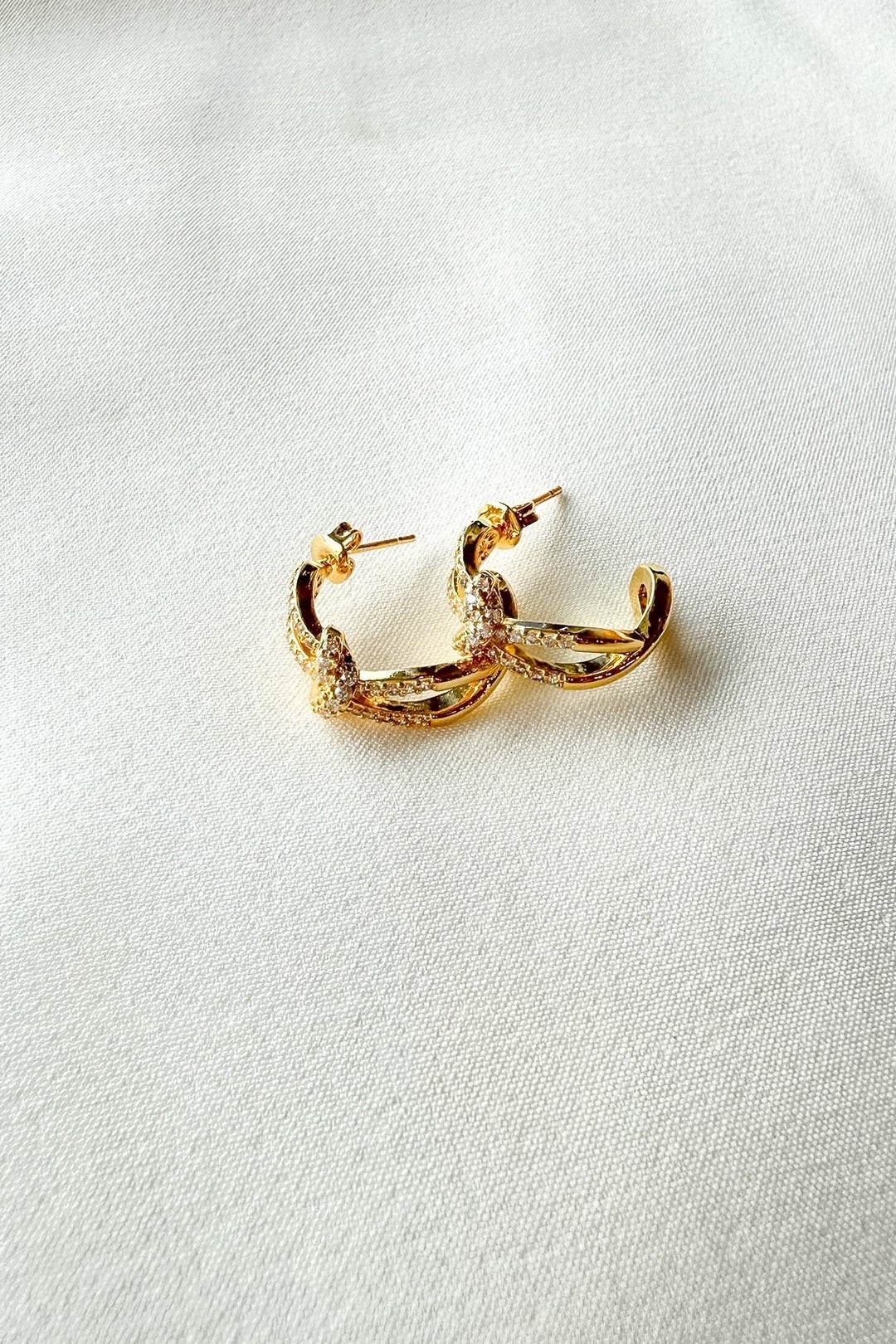 Gold and CZ Knot Hoops, Gold Hoops, Earrings, Jewelry, Adeline Boutique, Dallas Boutique, Accessories, Gift Ideas
