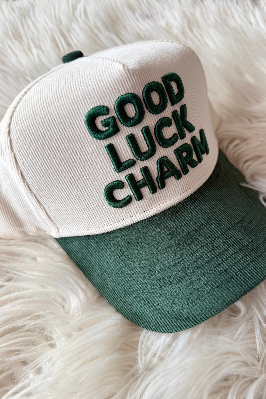 Good Luck Charm Hat, Hats, Trucker Hat, St. Patrick's Day Hat, St. Patrick's Day Outfit, Adeline Boutique, Dallas Boutique, Accessories, Gift Ideas
