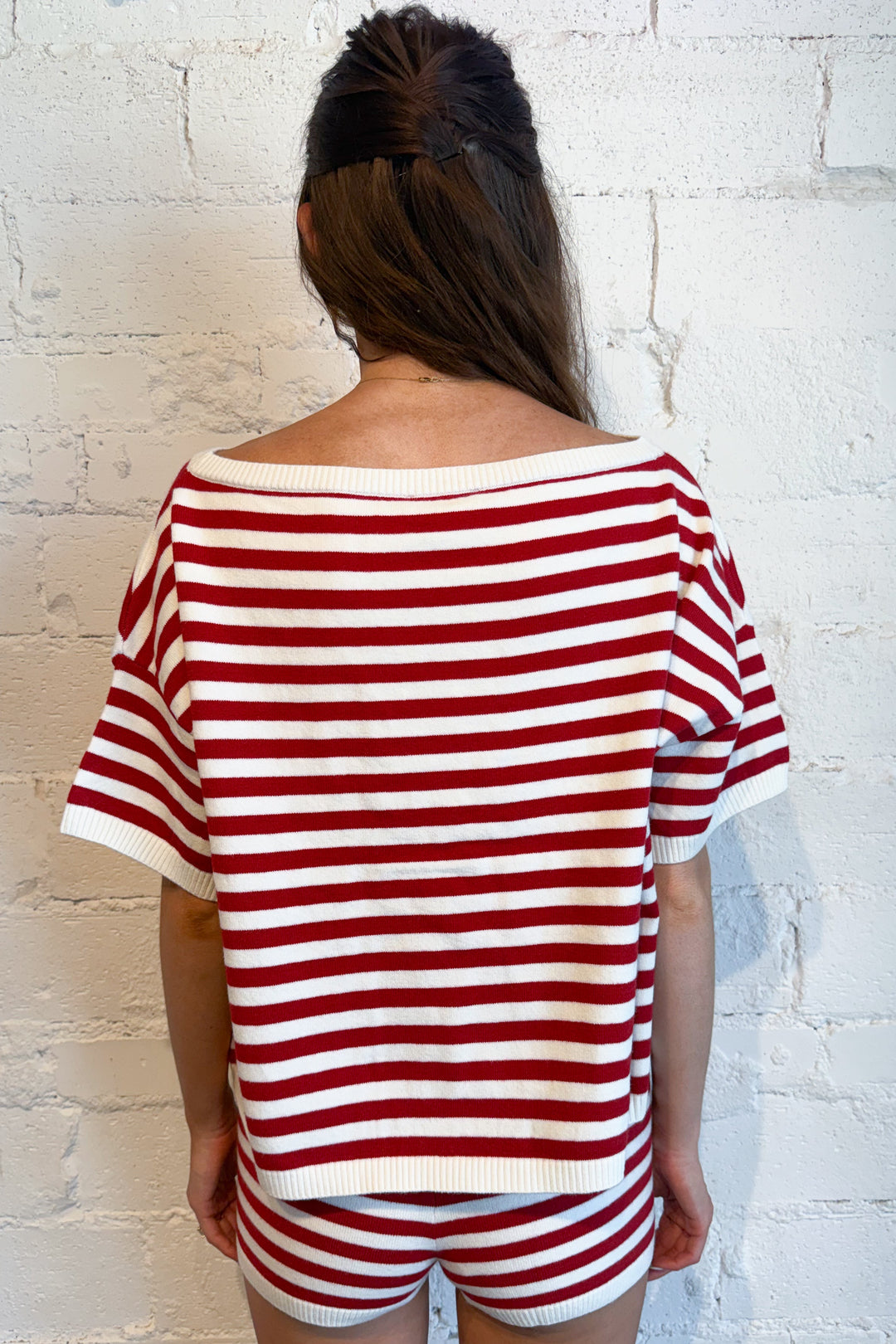Haven Striped Knit Shorts Back, adeline boutique, dallas boutique, boutique