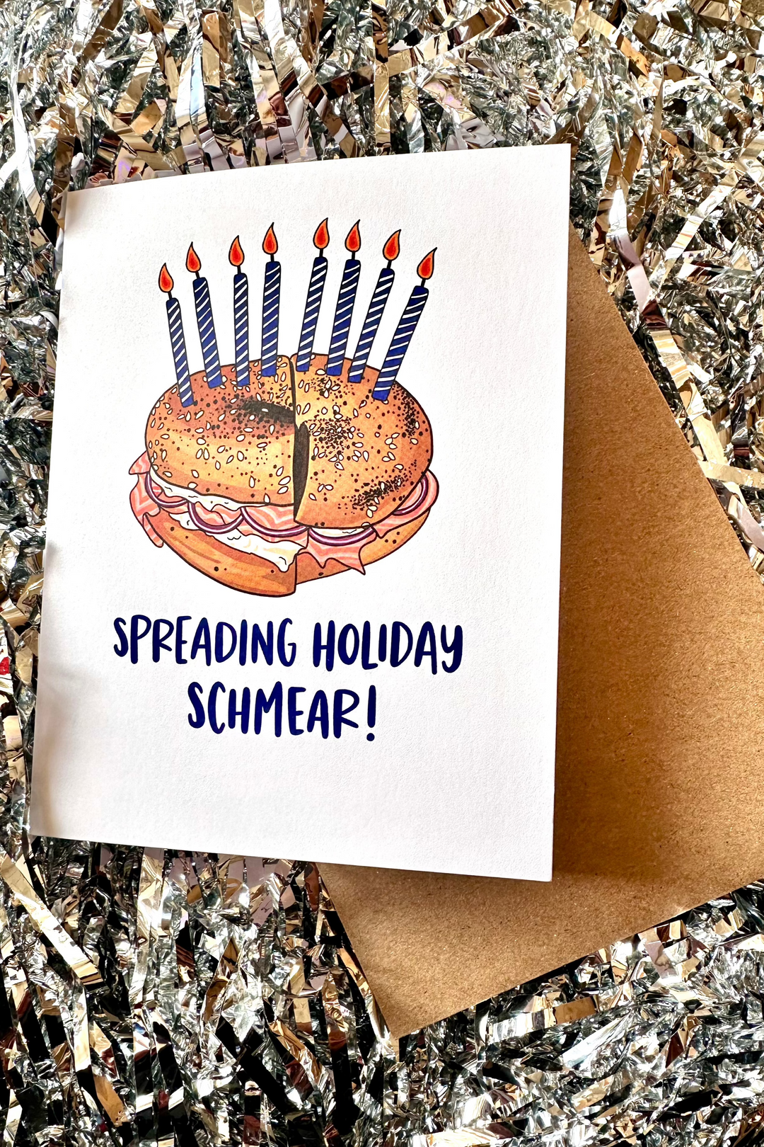 Holiday Schmear Bagel Hanukkah Card, Holiday Card, Greeting Card, Adeline Boutique 