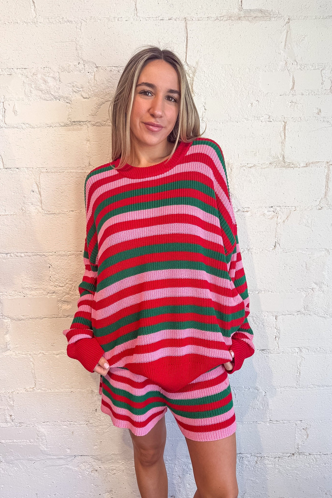 Holiday Striped Lounge Top, Long sleeve top, lounge top