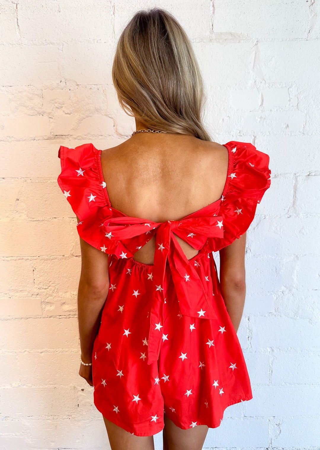 Star Embroidered Romper, romper, Adeline, Adeline, dallas boutique, dallas texas, texas boutique, women's boutique dallas, adeline boutique, dallas boutique, trendy boutique, affordable boutique