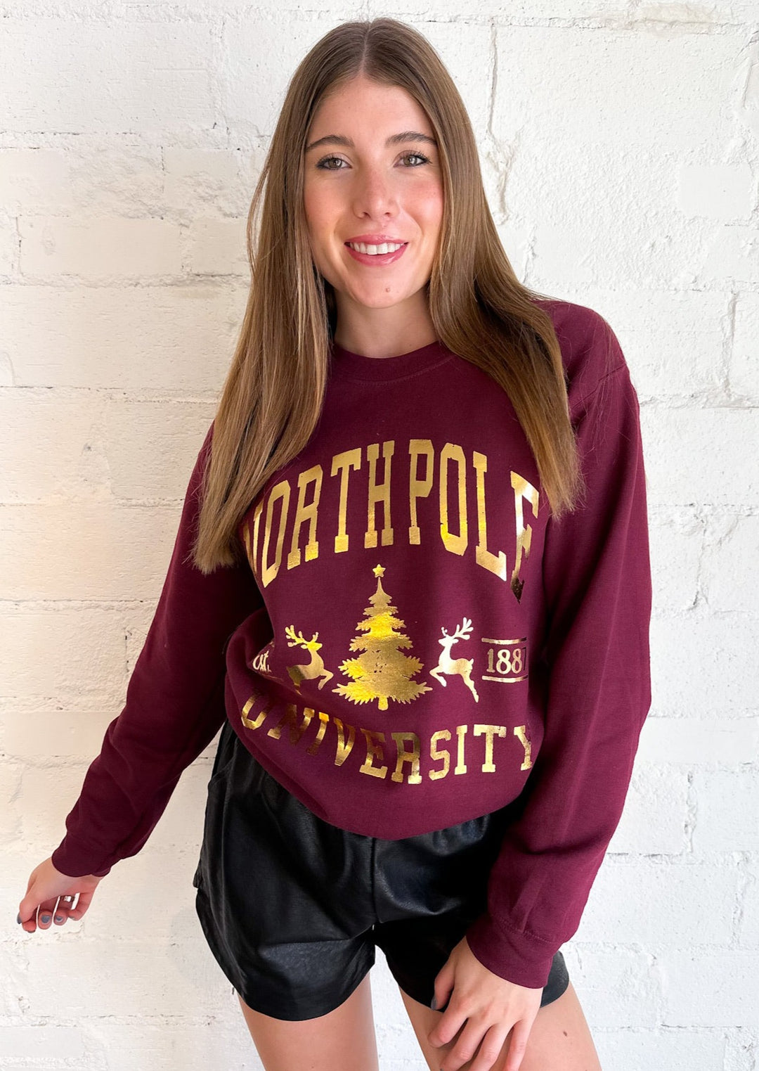 North Pole University Sweatshirt, Tops, Adeline, Adeline, dallas boutique, dallas texas, texas boutique, women's boutique dallas, adeline boutique, dallas boutique, trendy boutique, affordable boutique