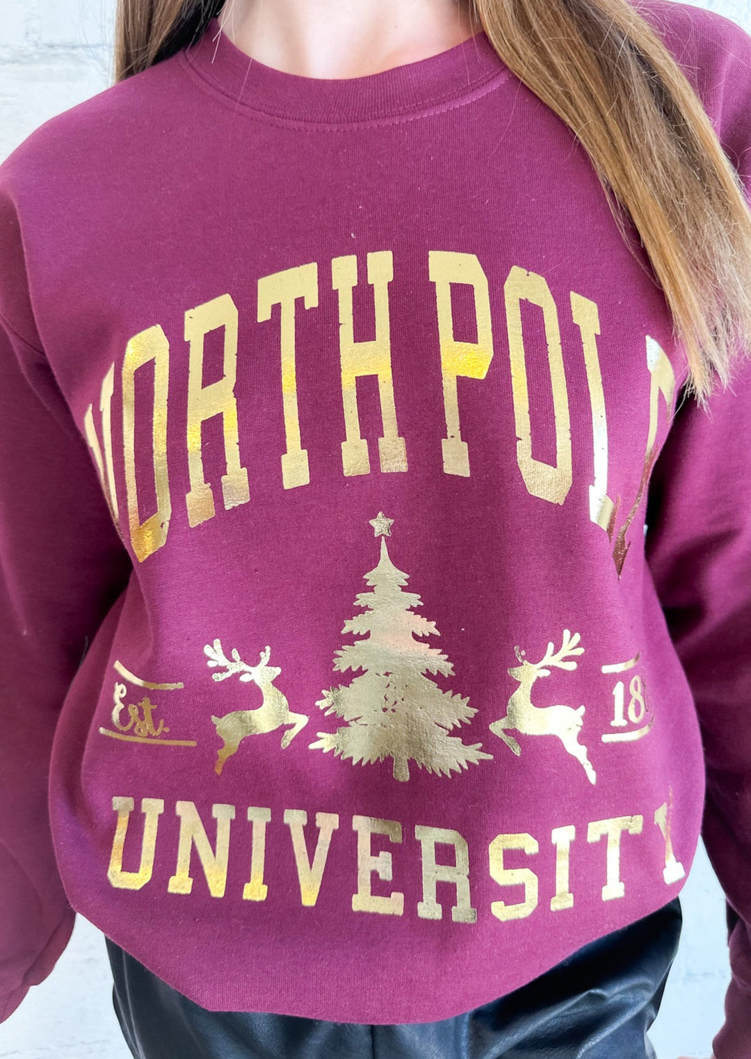 North Pole University Sweatshirt, Tops, Adeline, Adeline, dallas boutique, dallas texas, texas boutique, women's boutique dallas, adeline boutique, dallas boutique, trendy boutique, affordable boutique