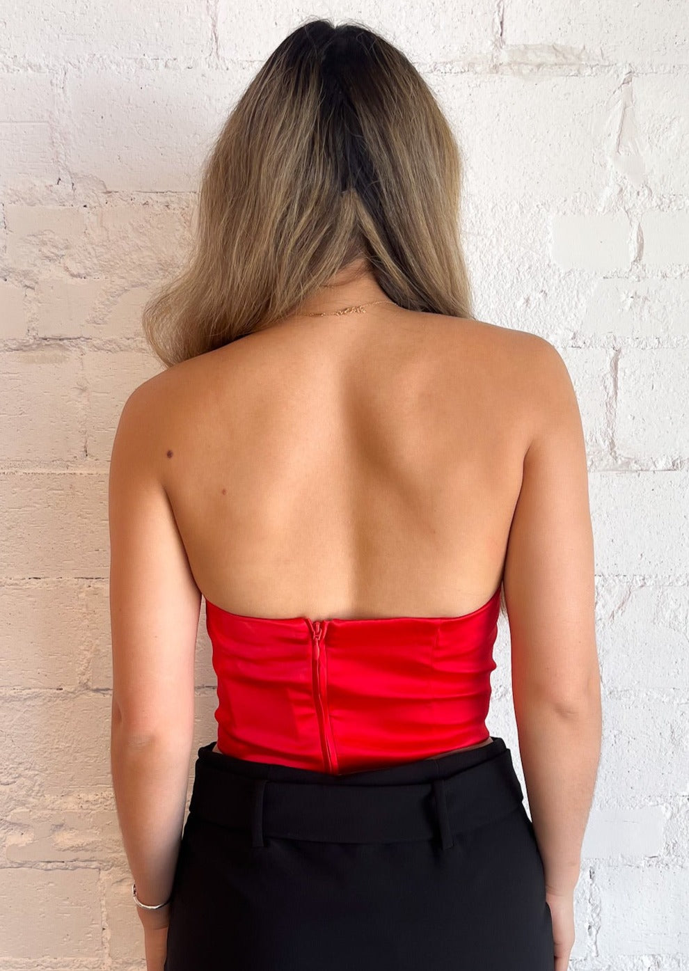 Satin Strapless Curved Top, Tops, Adeline, Adeline, dallas boutique, dallas texas, texas boutique, women's boutique dallas, adeline boutique, dallas boutique, trendy boutique, affordable boutique