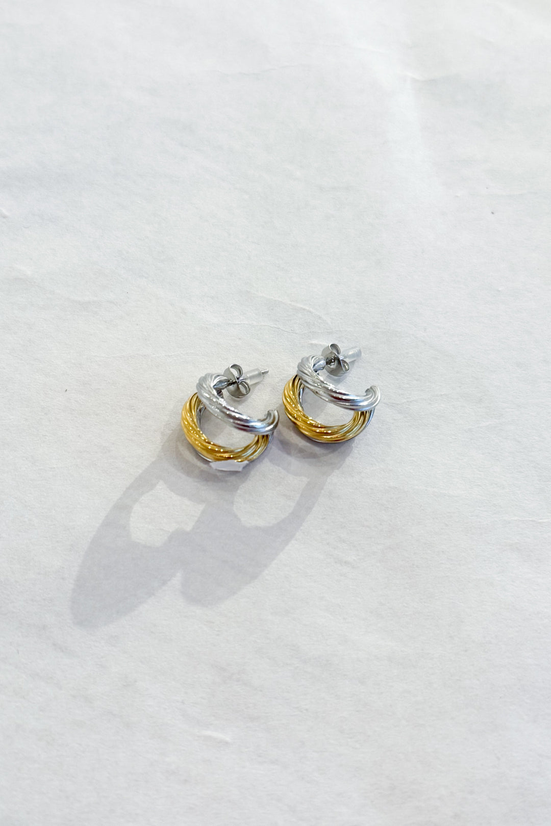 Gold and Silver Twisty Hoops