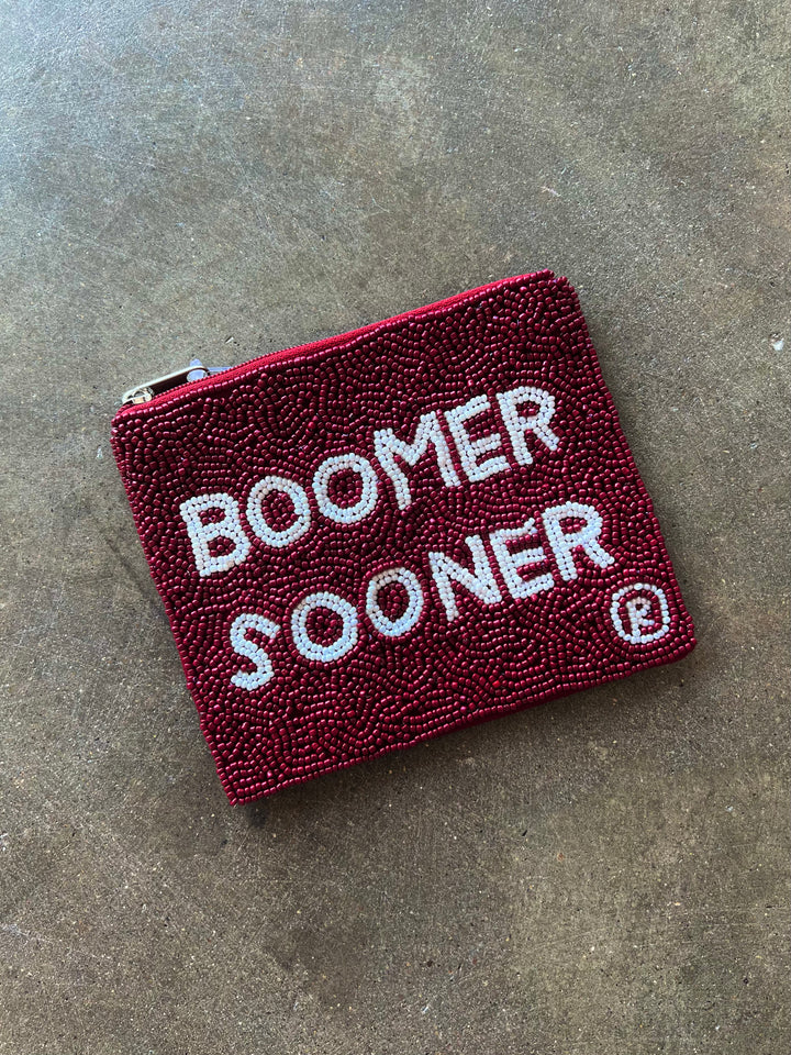 Boomer Sooner Beaded Pouch, Purses, Adeline, Adeline, dallas boutique, dallas texas, texas boutique, women's boutique dallas, adeline boutique, dallas boutique, trendy boutique, affordable boutique