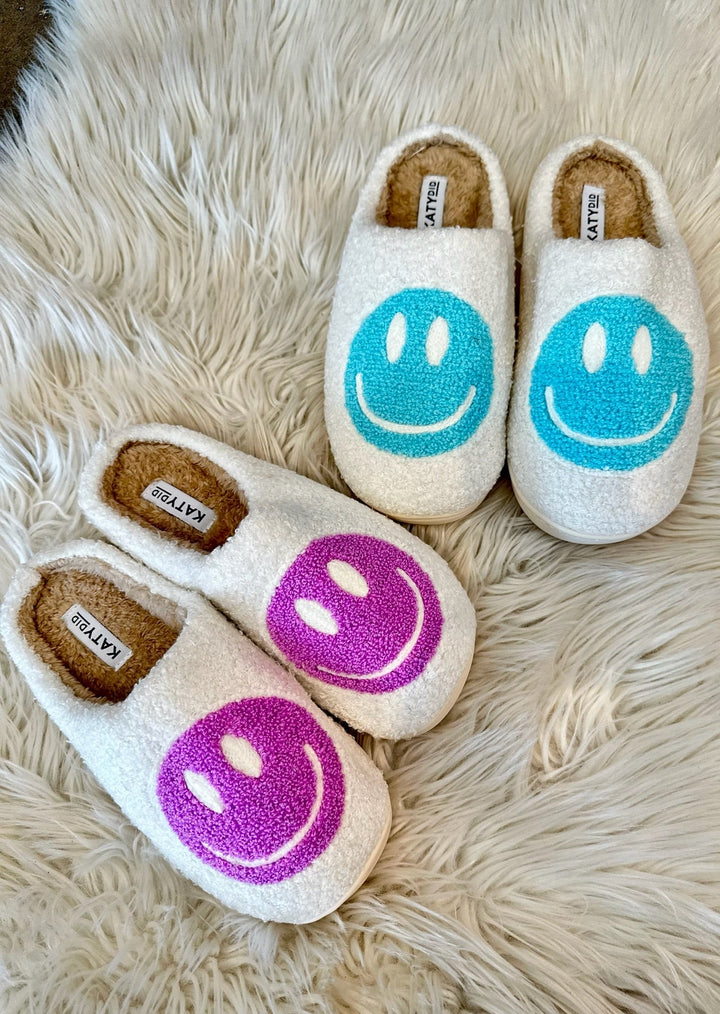 Pastel Happy Face Slippers, Shoes, Adeline, Adeline, dallas boutique, dallas texas, texas boutique, women's boutique dallas, adeline boutique, dallas boutique, trendy boutique, affordable boutique