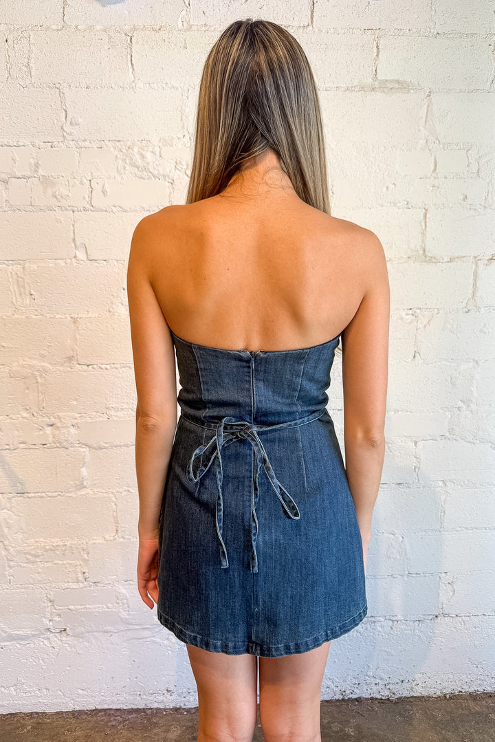 denim mini dress