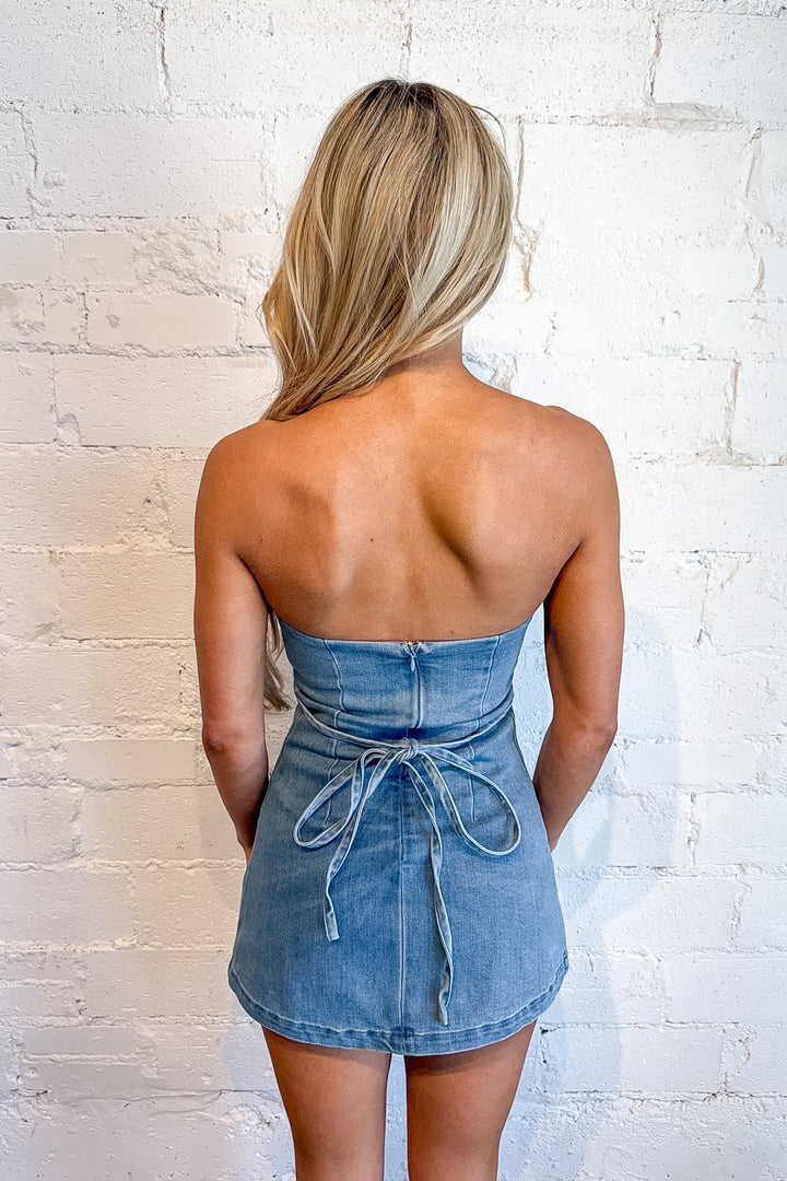 Indy Denim Mini Dress, Denim Mini Dress, Denim, Spring Dresses, Rodeo Dress, Country Concert Outfit, Adeline Boutique, Dallas Boutique, Women's Dresses