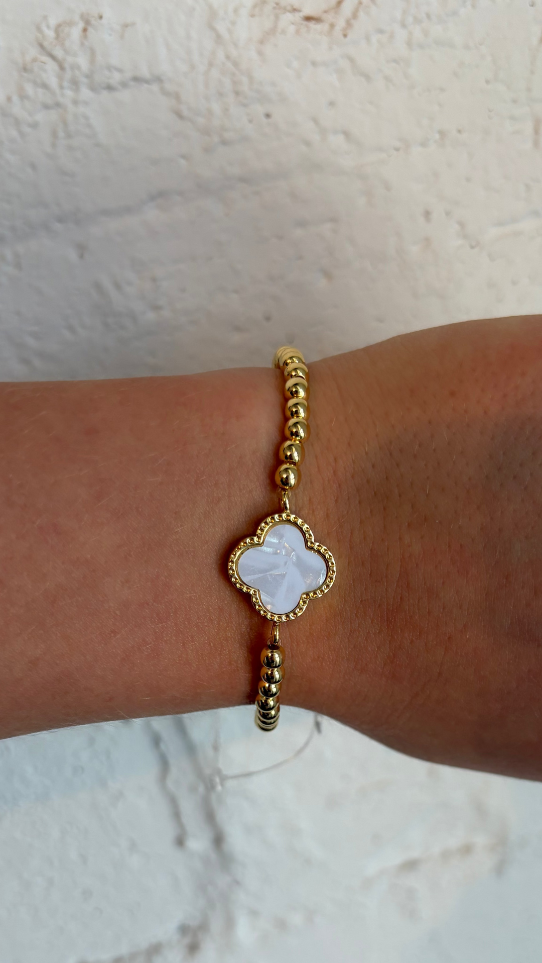 Ivory Clover Stainless Steel Bracelet, adeline boutique, dallas boutique, boutique