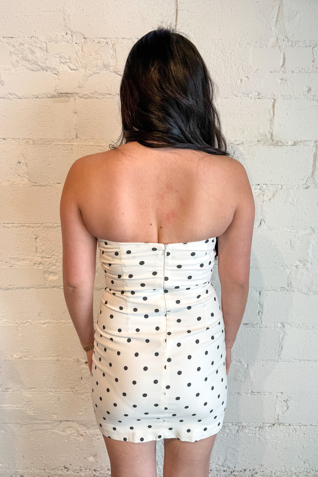 Kennedy Dress, Polka Dot Dress, White Strapless Mini Dress, Spring and Summer Dresses, Spring and Summer Styles, Adeline Boutique, Dallas Boutique, Sorority Rush Dress