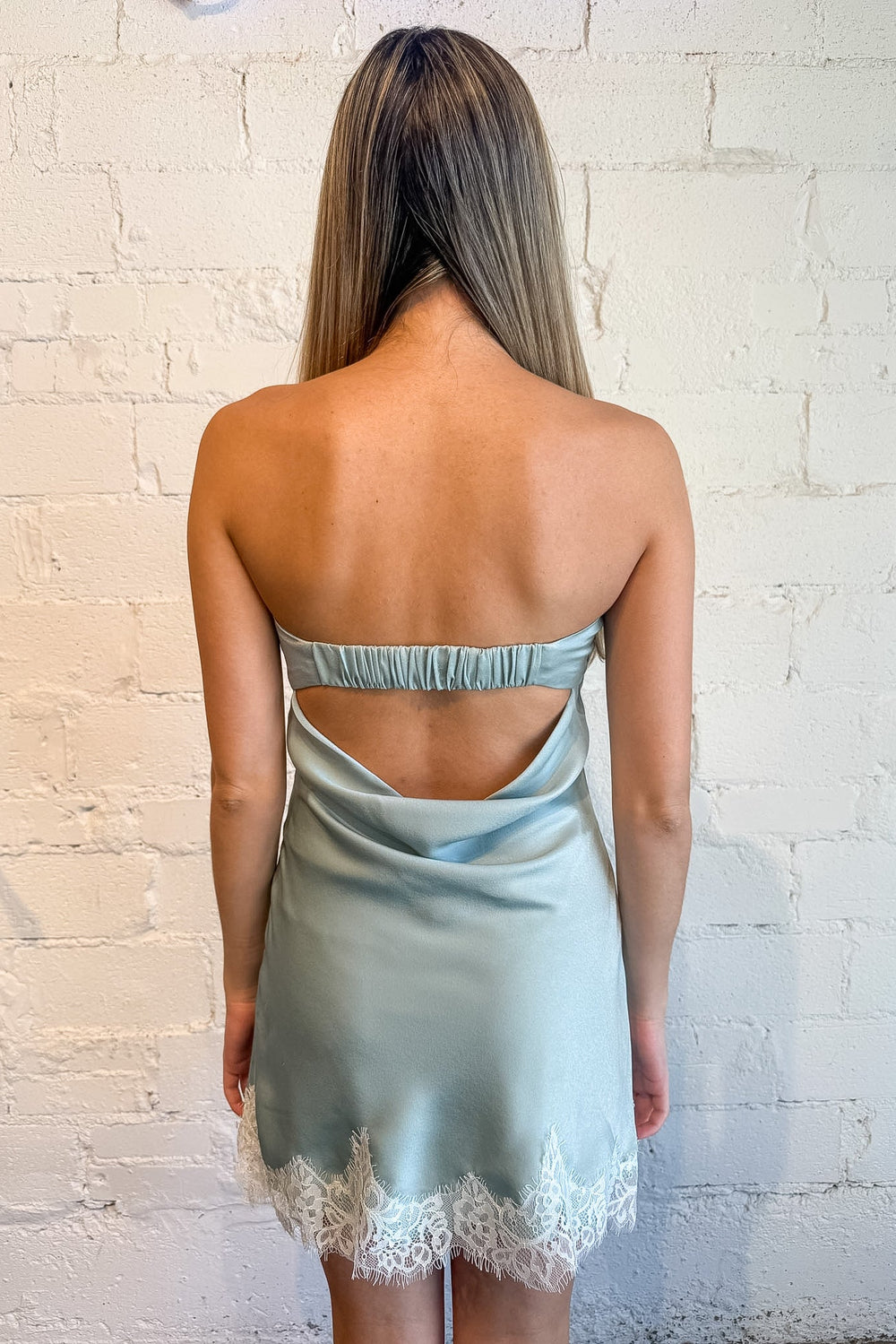 mini sage green dress w lace
