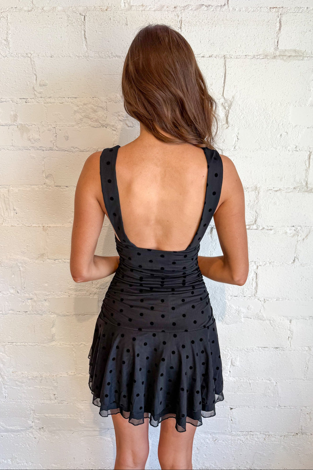 Lah Tee Dot Dress, Polka Dot Dress, Halter Dress, Mini Dress, Little Black Dress, Boutique Dresses, Adeline Boutique, Dallas Boutique, Women's Clothing Boutique, Holiday Dresses