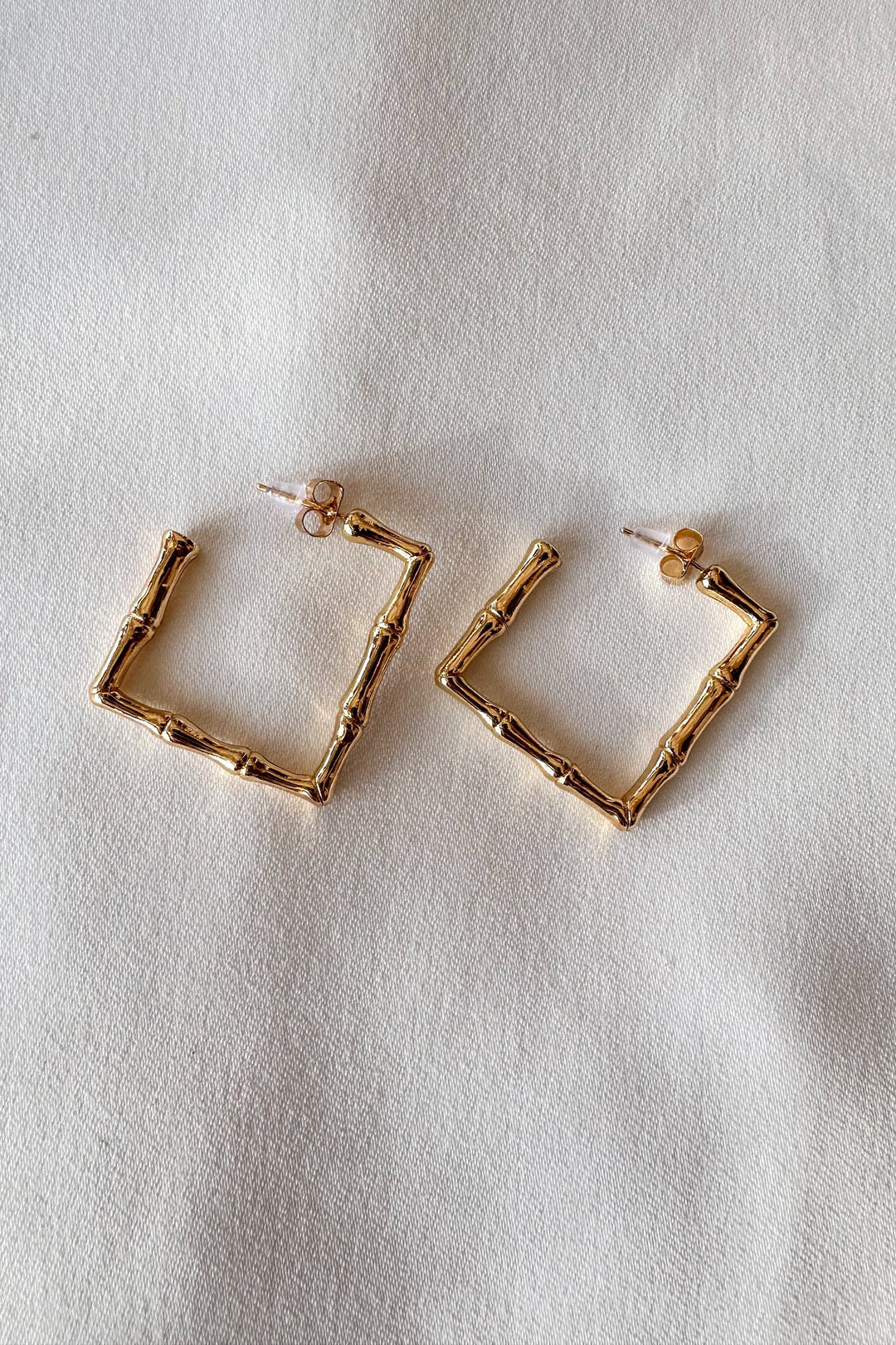 Large Bamboo Square Hoop Earrings, Bamboo Earrings, Jewelry, Adeline Boutique 