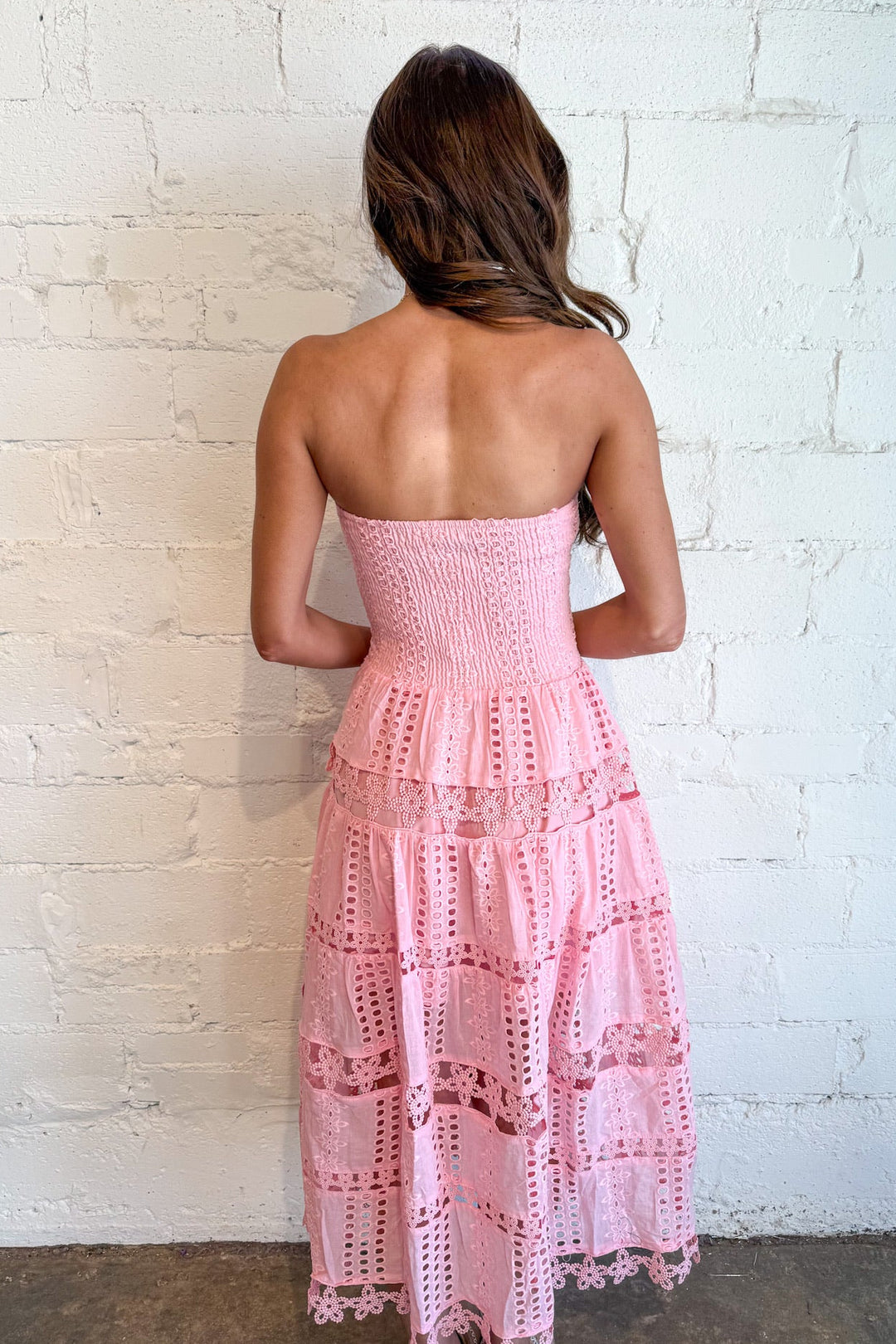 Evelyn Eyelet Maxi Dress, Strapless Maxi Dress, Maxi Dress, Adeline Boutique, Dallas Boutique, Dresses, Game Day Outfit