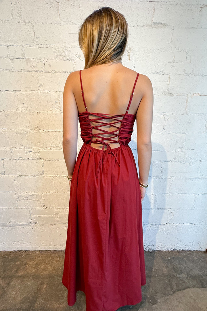 Liv Maxi Dress Crimson Back, adeline boutique, dallas boutique, boutique 