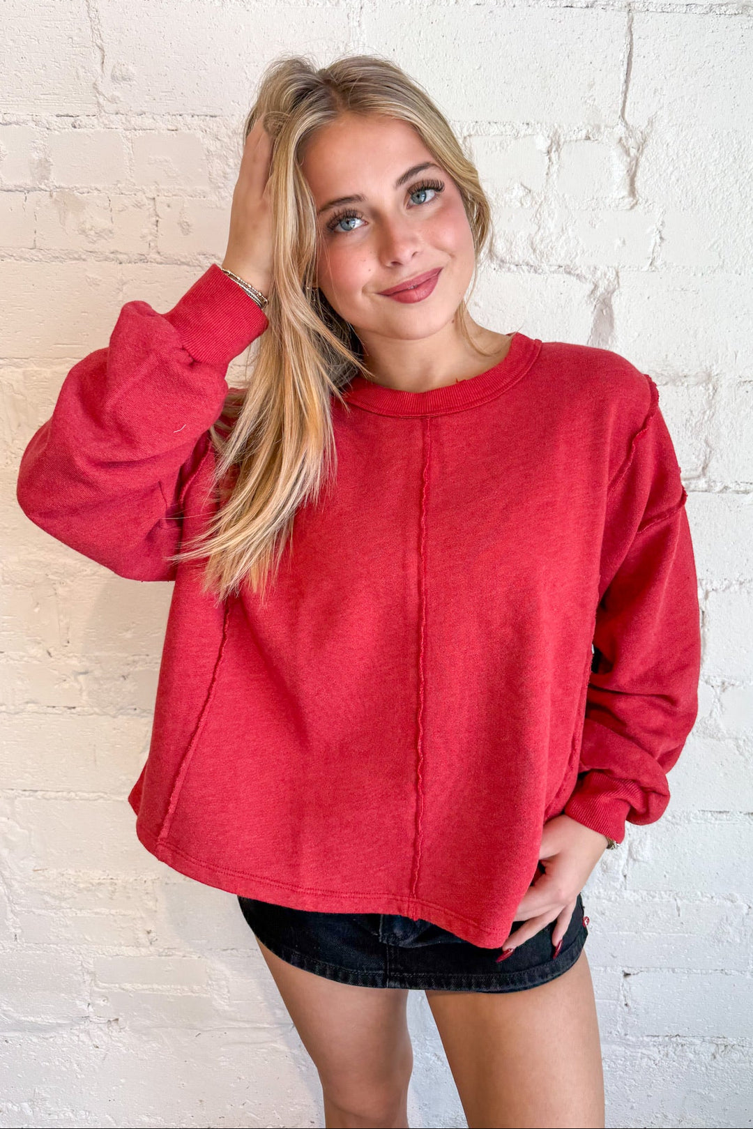 Livy Seamed Pullover, Pullover Sweatshirt, Sweatshirt, Crewneck, Sweaters, Adeline Boutique, Dallas Boutique, Tops, Women's Boutique