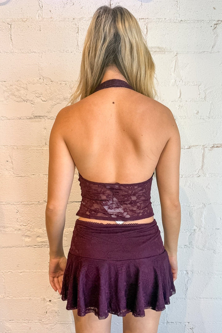 Lace top, purple lace top, going out top