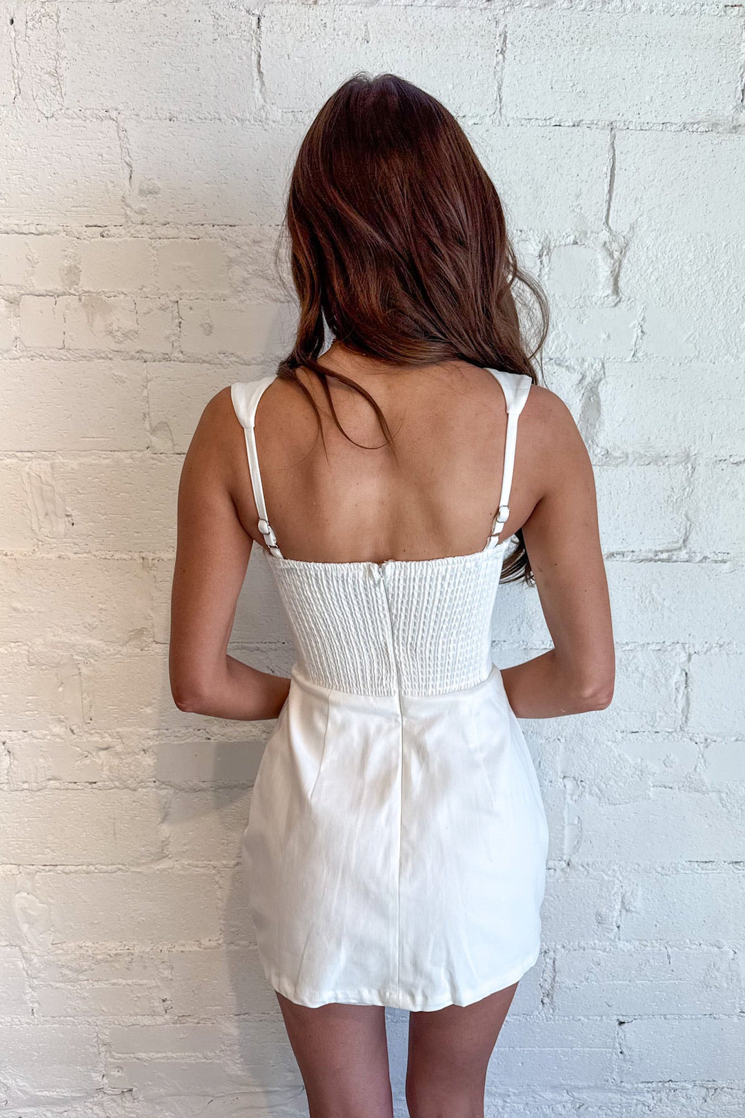 Made To Flatter White Denim Dress, White Dress, Bridal Dress, Sorority Rush Dress, Spring and Summer Dresses, Boutique Dresses, Women's Boutique, Dallas Boutique, Adeline Boutique