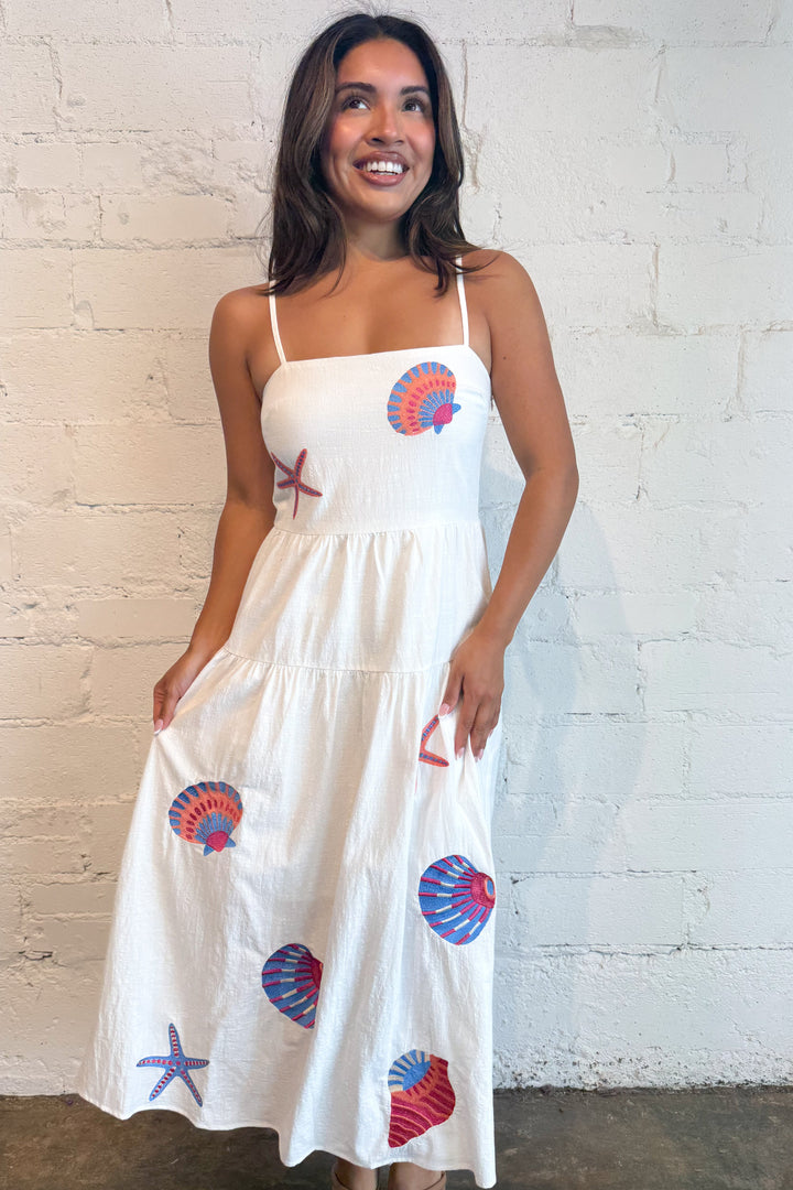 Marine Shell Midi Dress, adeline boutique, dallas boutique, boutique