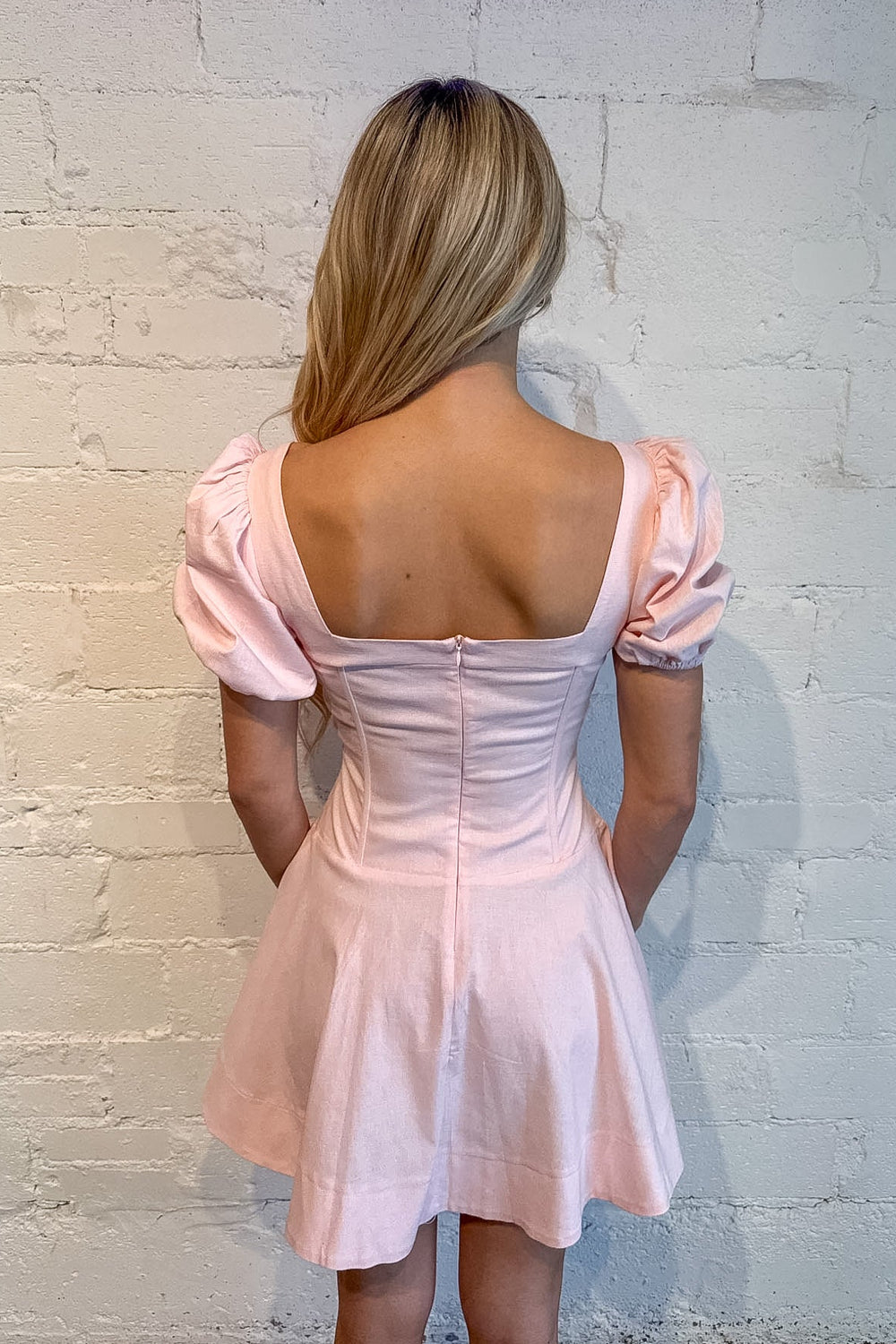 May Puff Sleeve Mini Dress, Pink Babydoll Dress, Linen Dress, Easter Dress, Spring and Summer Dresses, Adeline Boutique, Dallas Boutique