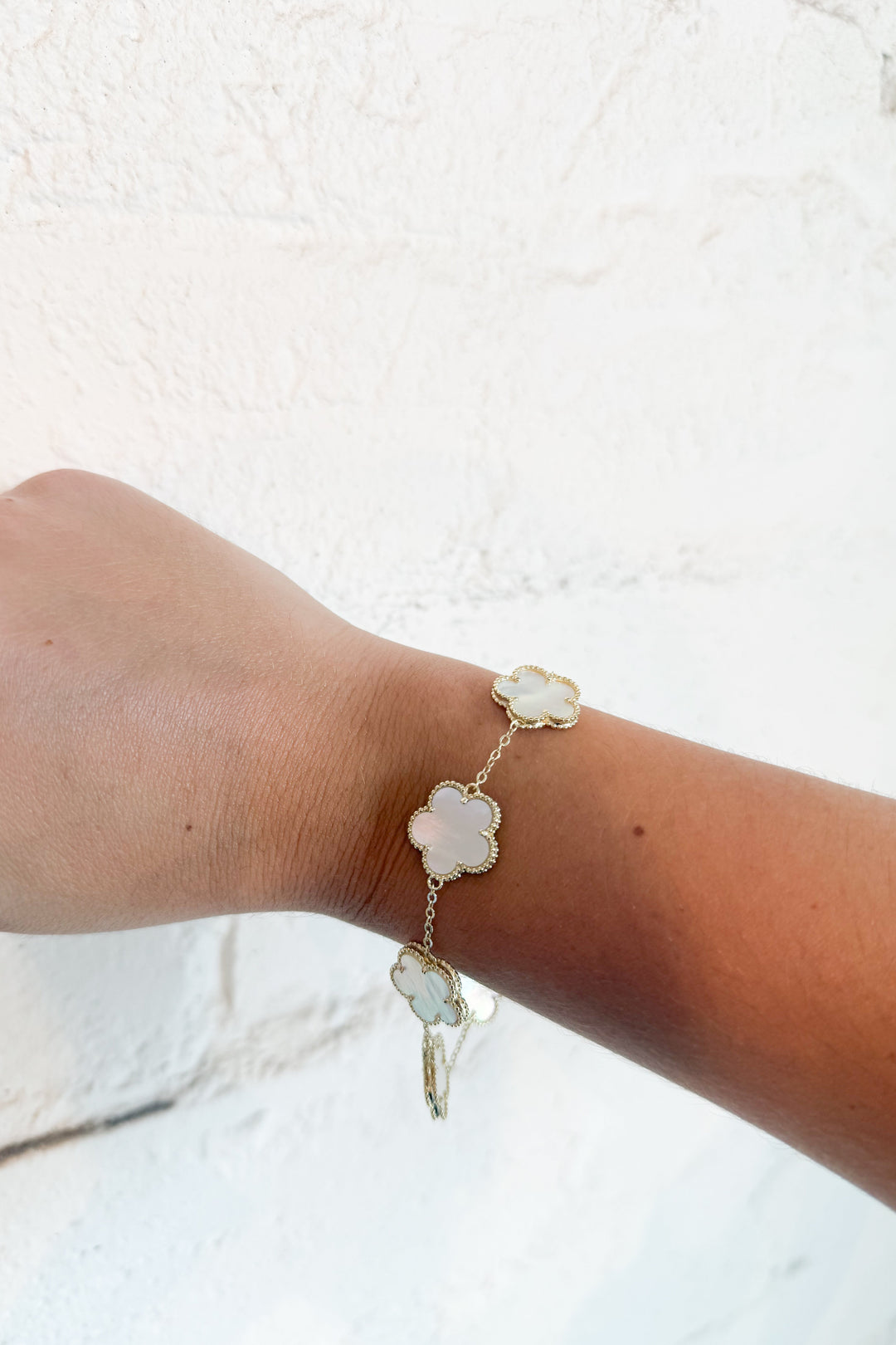 Mother of Pearl Clover Bracelet, bracelet, bracelets, accessory, accessories, jewelry, dallas boutique, boutique, adeline boutique