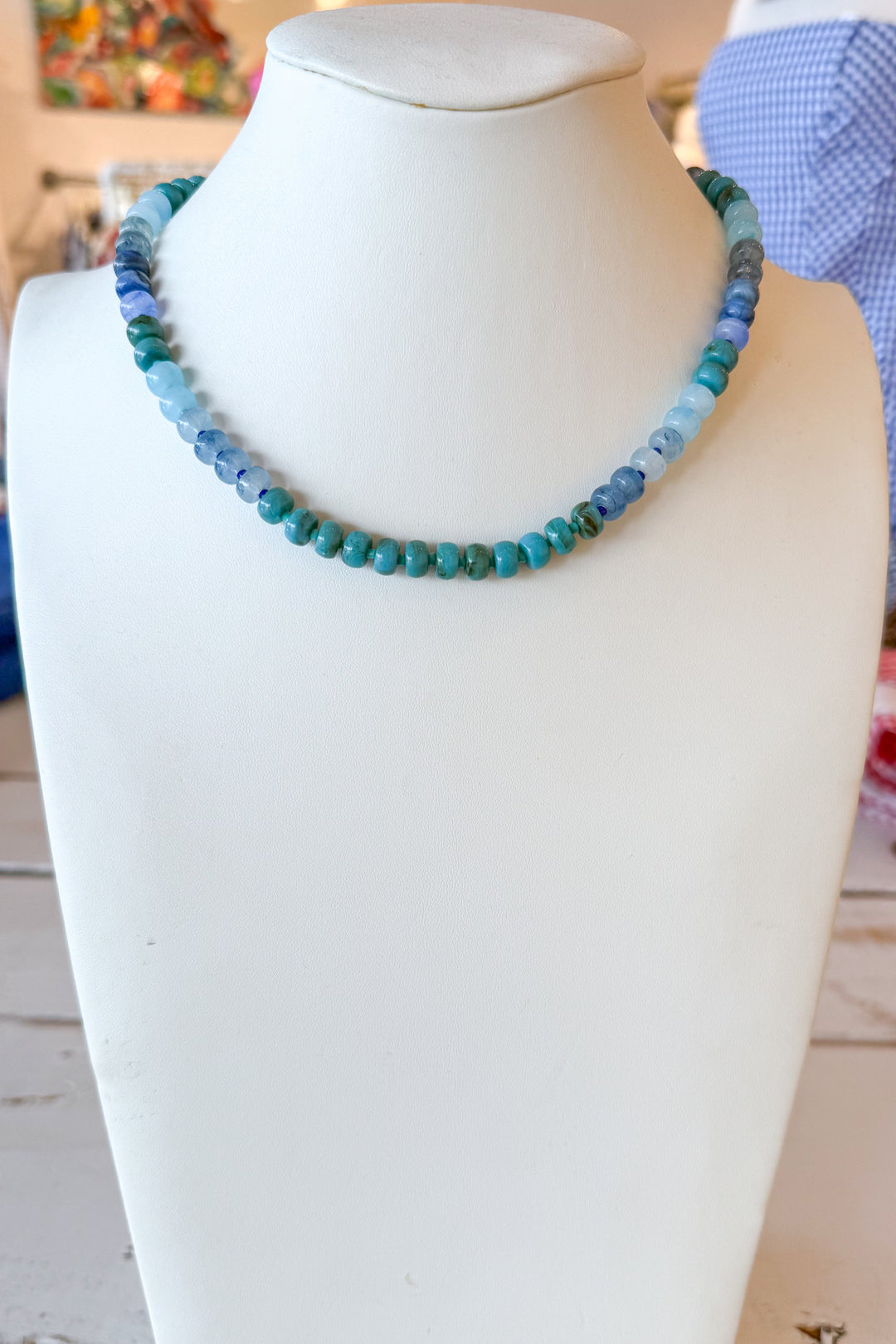 Multi Blues Beaded Necklace, necklace, necklaces, dallas boutique, boutique, adeline boutique